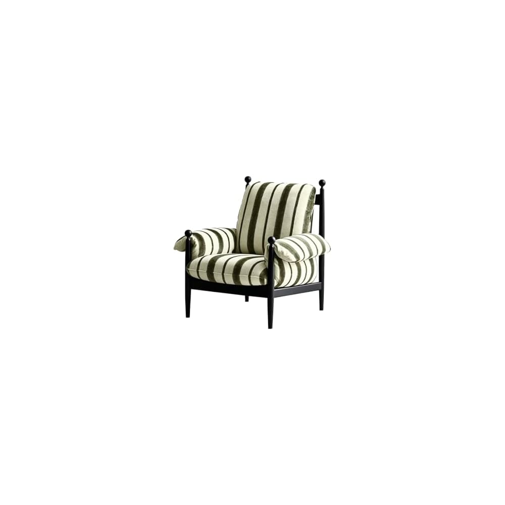 Mid-Century Reading Chair Striped Wood Accentchair Ergonomic Sofa Armchair