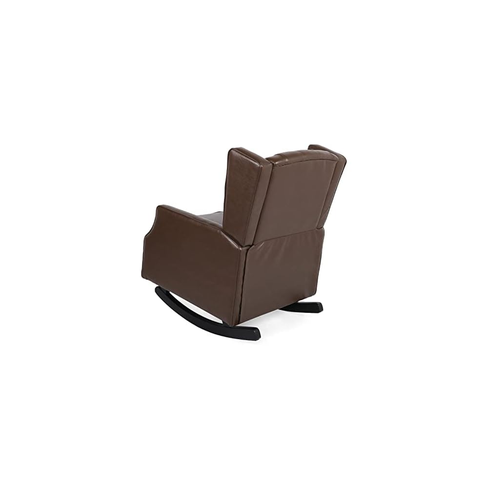 Christopher Knight Home Carey Tufted Wingback Rocking Chair - Faux Leather - Dark Brown