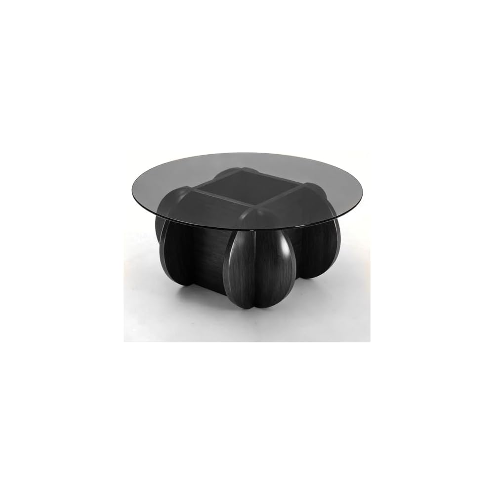 Glass Coffee Tables for Living Room Modern Elegant Round Coffee Table Mid Century Farmhouse Center Table with Solid Wood Frame and Tempered Glass Tabletop, Easy Assembly,31.5''