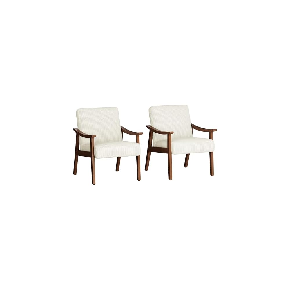Yaheetech Accent Chairs Set of 2, Mid-Century Faux Leather Armchairs, Black