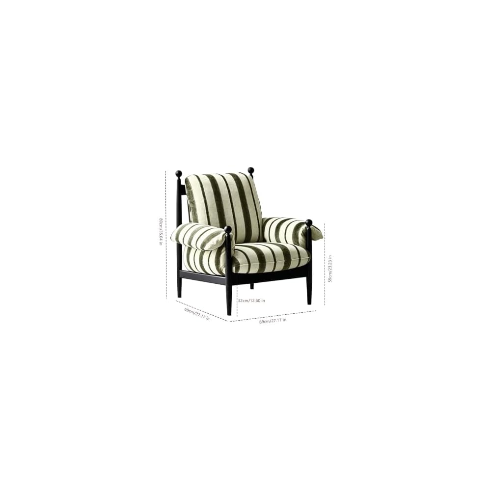 Mid-Century Reading Chair Striped Wood Accentchair Ergonomic Sofa Armchair