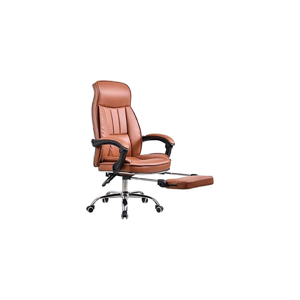 Gaming Office Chair High Back PU Leather Executive Desk Chair Modern Comfort Brown Computer Chair for Home Offices