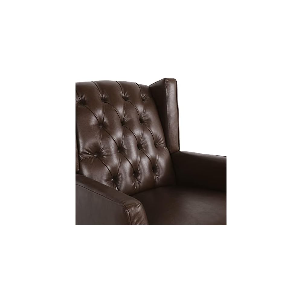 Christopher Knight Home Carey Tufted Wingback Rocking Chair - Faux Leather - Dark Brown