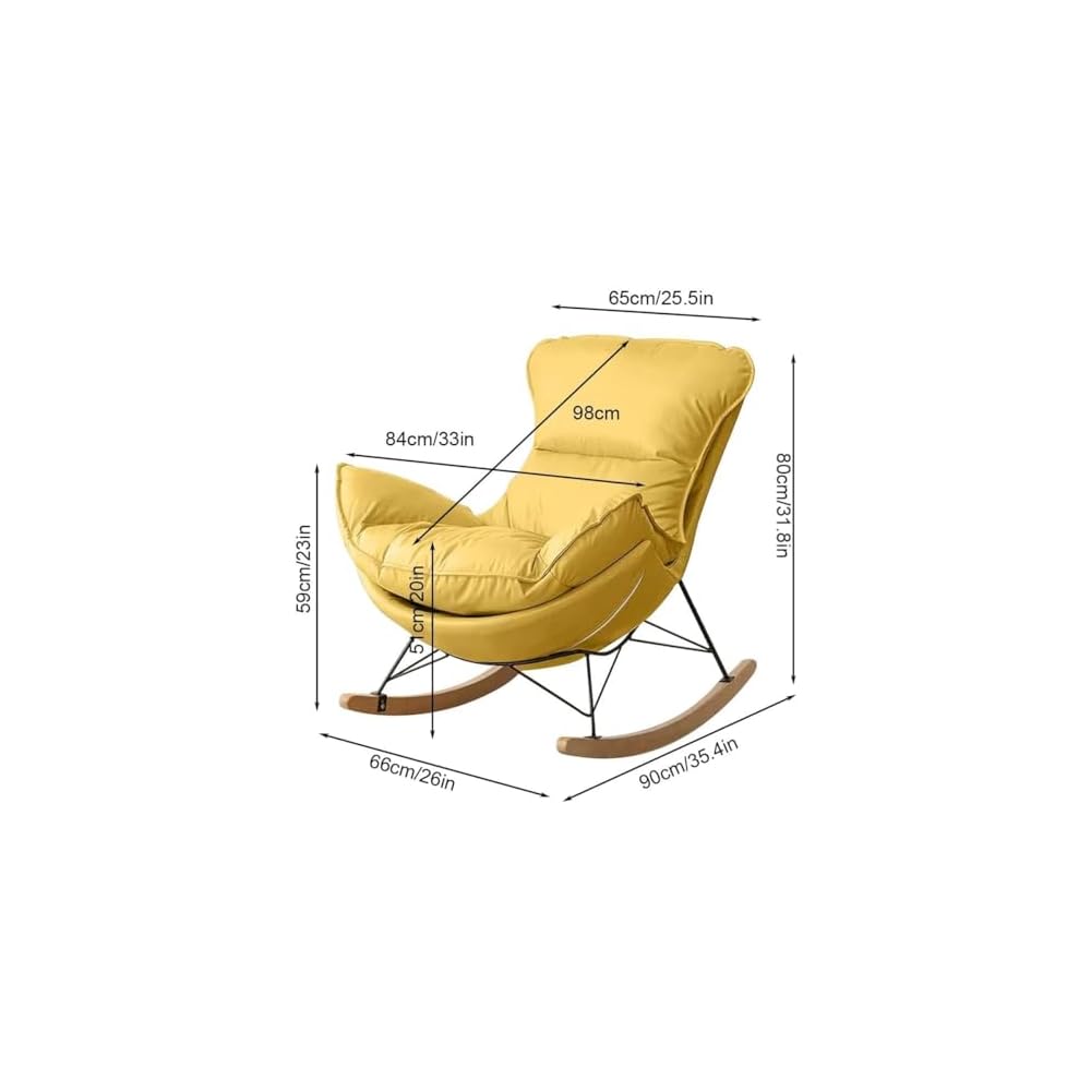 Leisure Sofa Rocking Chair and Footstool, Modern Armless Chair Recliner Chair,Sofa Chair for Bedroom,Balcony, Comfortable  Chair with Seat Cushion (Color : /Green B, Size : with