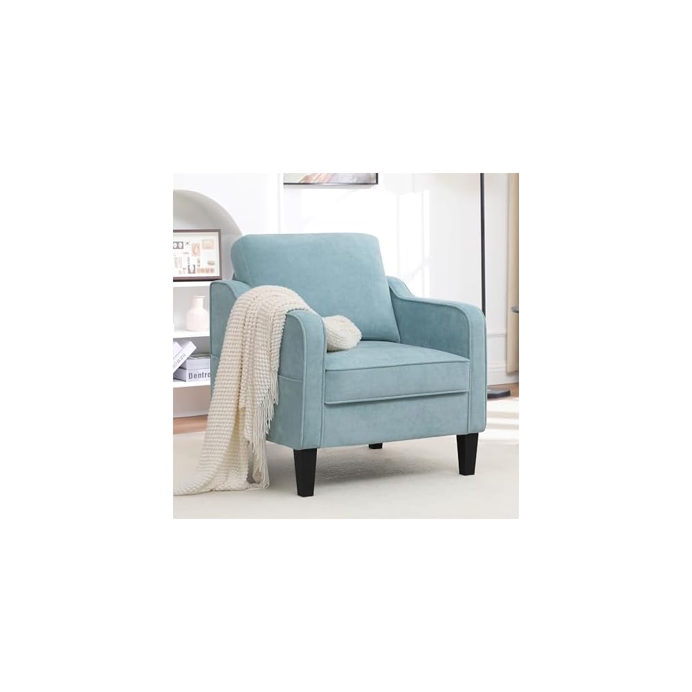 Accent Chair for Living Room, Mid Century Modern Reading Chair for Bedroom, Upholstered Armchair with Side Pockets, Comfy Single Sofa Side Chair for Office, Apartment, Small Room, Teal Green