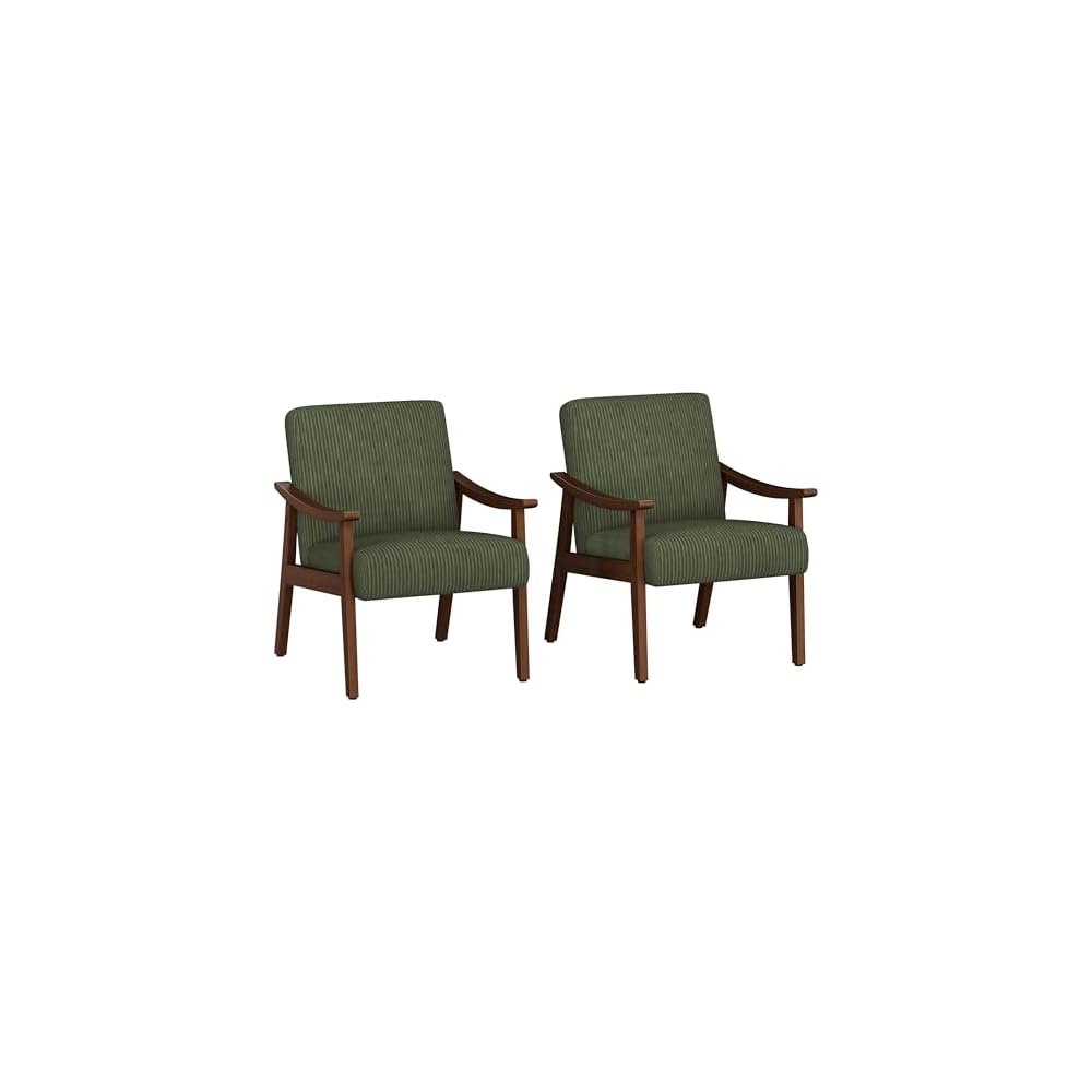 Yaheetech Accent Chairs Set of 2, Mid-Century Faux Leather Armchairs, Black
