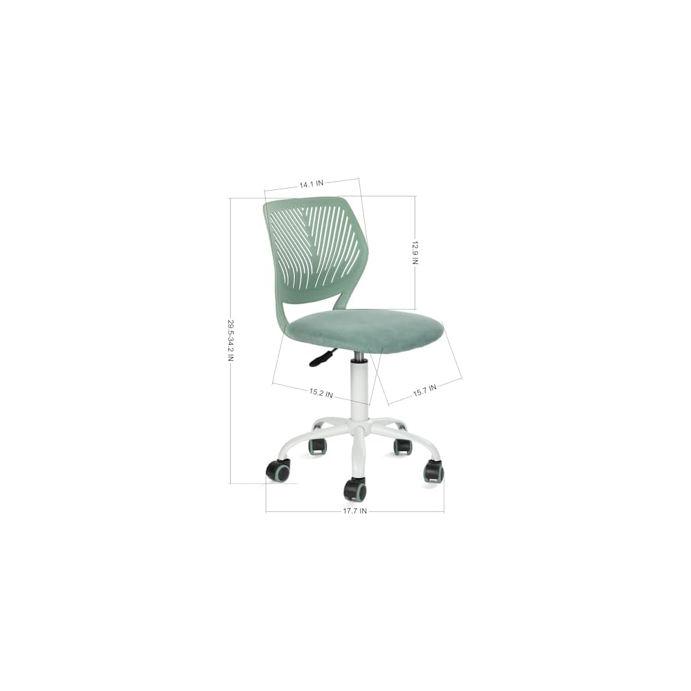 Homy Casa Armless Home Office Desk Chair, Colorful Task Chair with Soft Mesh Padded Cushion, Height Adjustable Swivel Study Computer Chair for for Girls Boys Teens (Green, 4PCS)