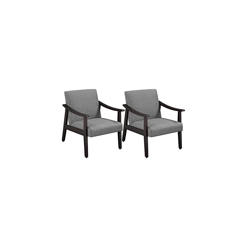Yaheetech Accent Chairs Set of 2, Mid-Century Faux Leather Armchairs, Black