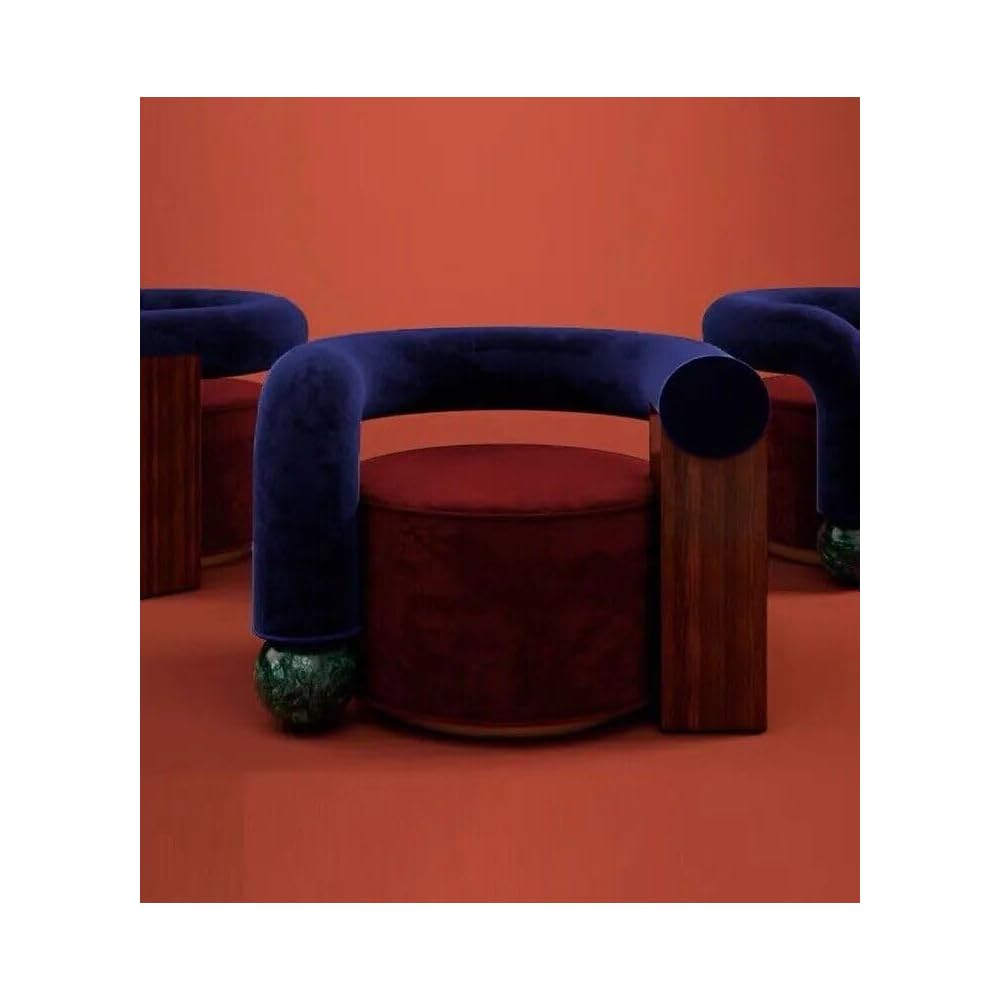 Generic Elegant Minimalist Tiger Velvet Lounge Chair – L-Shaped Sofa for Modern Living Blue/Red, 36.22*27.55*29.52in