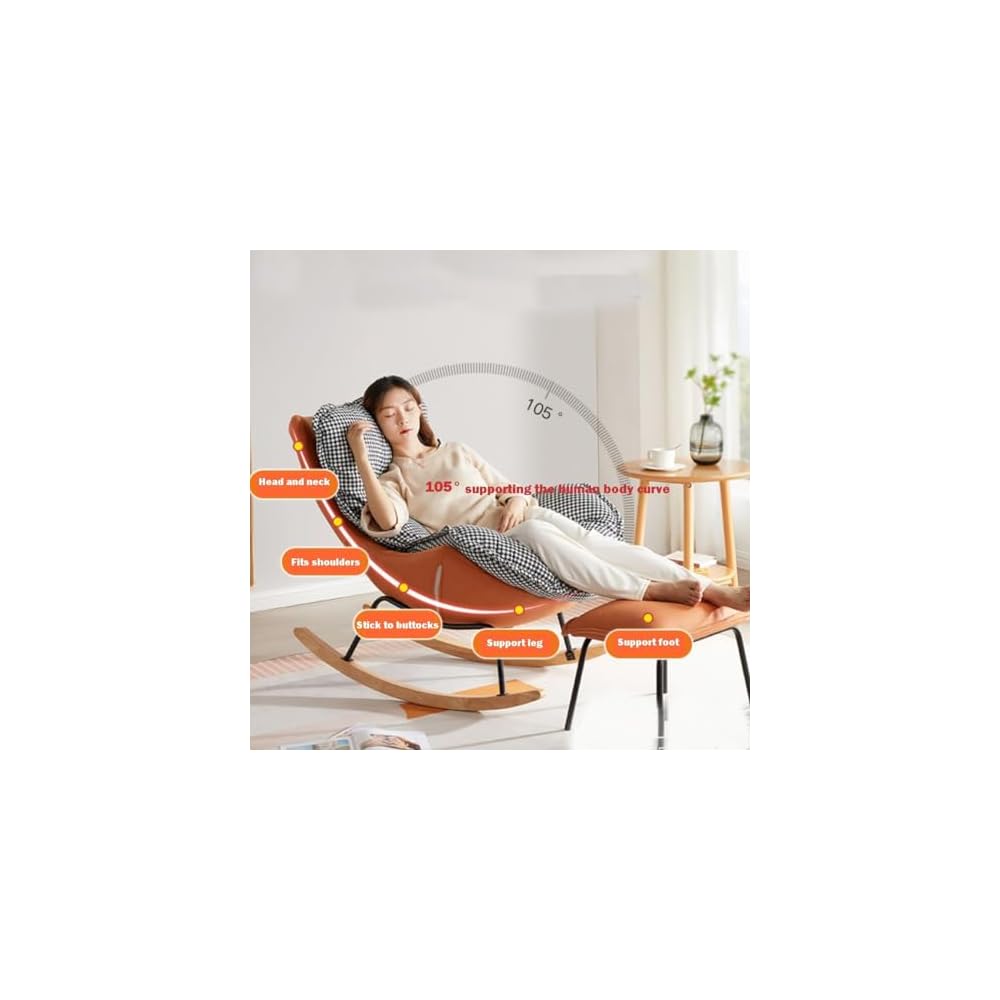 Leisure Sofa Rocking Chair and Footstool, Modern Armless Chair Recliner Chair,Sofa Chair for Bedroom,Balcony, Comfortable  Chair with Seat Cushion (Color : /Green B, Size : with
