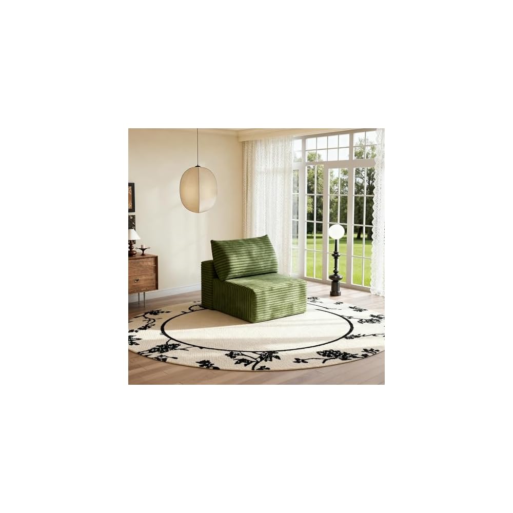 AUGOP 37" Plush Corduroy Ottoman, Upholstered Cloud Ottoman for Modular Sectional Couch, No Assembly Required, Compressed Memory Foam, Ideal for Living Room, Bedroom, and More