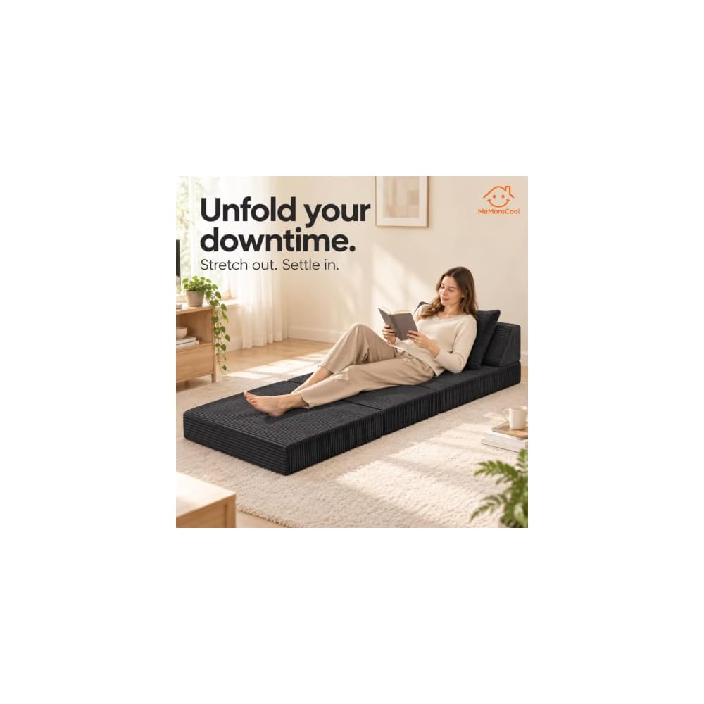 MeMoreCool Folding Sleeper Chair Bed for Adults, 4-in-1 Boneless Futon