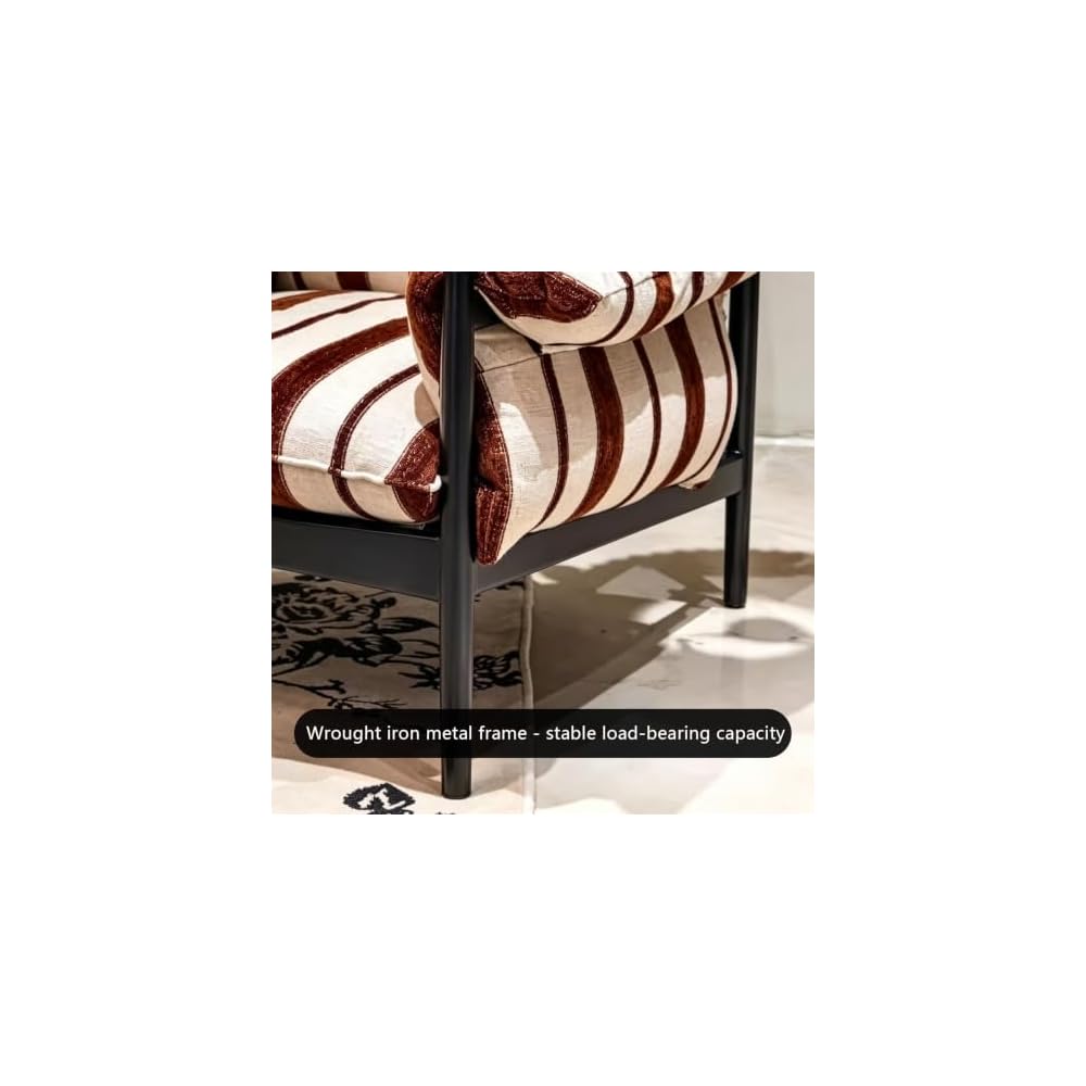 Mid-Century Reading Chair Striped Wood Accentchair Ergonomic Sofa Armchair