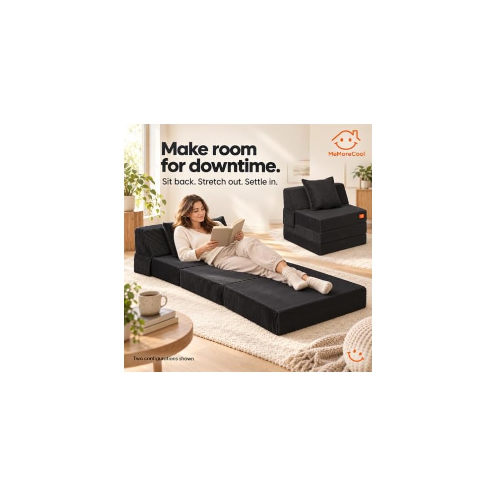 MeMoreCool Folding Sleeper Chair Bed for Adults, 4-in-1 Boneless Futon