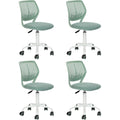 Homy Casa Armless Home Office Desk Chair, Colorful Task Chair with Soft Mesh Padded Cushion, Height Adjustable Swivel Study Computer Chair for for Girls Boys Teens (Green, 4PCS)