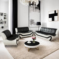 Leather Living Room Sofa Set, Equipped with Metal Leg Support Pillow Top Armrests, Perfect for Living Rooms, Offices, and Lounges (A-Black and White, Sofa+Loveseat+Chair)